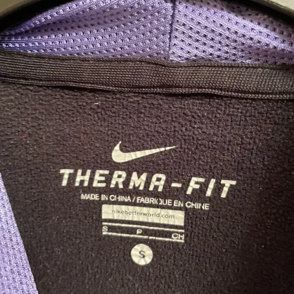 Nike Black Hoodie with Purple Trim and Yellow Logo